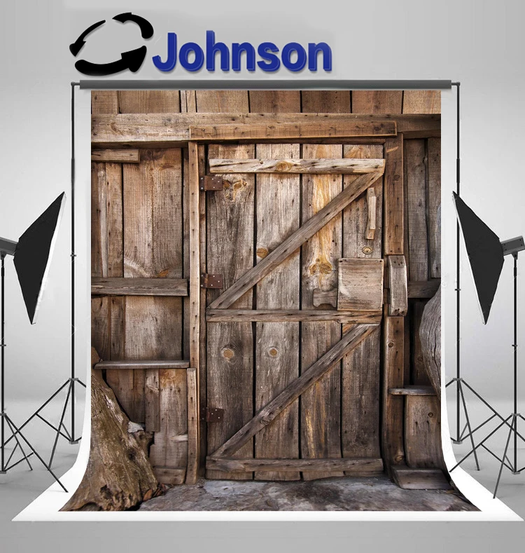 

JOHNSON Rustic Old Wood Door Barn Room Hard Brown photography studio background High quality Computer print party backdrops