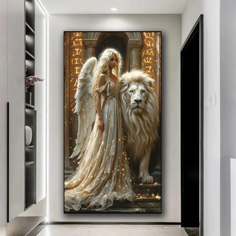 Lion Girl DIY Full Square Round Large Diamond art Paintings Fantasy Fairy Cross Stitch Tribe Woman Mosaic Diamond Embroidery