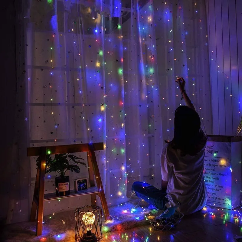 8 وضع 6 متر/3 متر السنة الجديدة USB الستار سلسلة الجنية أضواء LED عيد الميلاد جارلاند عن بعد للحزب حديقة ديكورات منزلية لحفل الزفاف