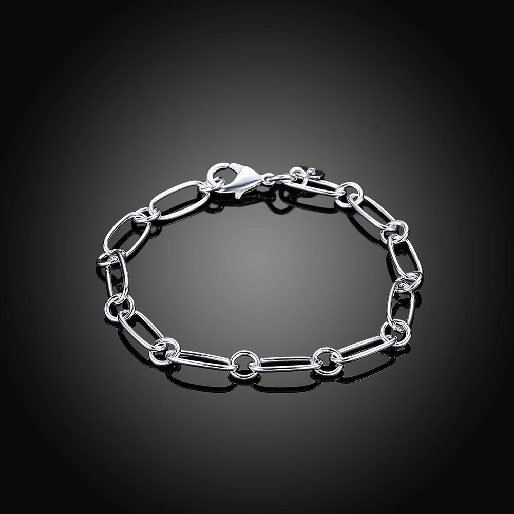 Pulseras de plata de ley 925 para mujer y hombre, cadena circular, regalo clásico para fiesta de boda, joyería de moda, novedad popular