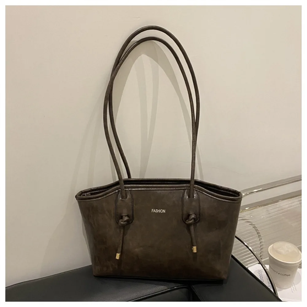 

Трендовые сумки на плечо из искусственной кожи, однотонная сумка через плечо большой вместимости, универсальная большая сумка для женщин и женщин