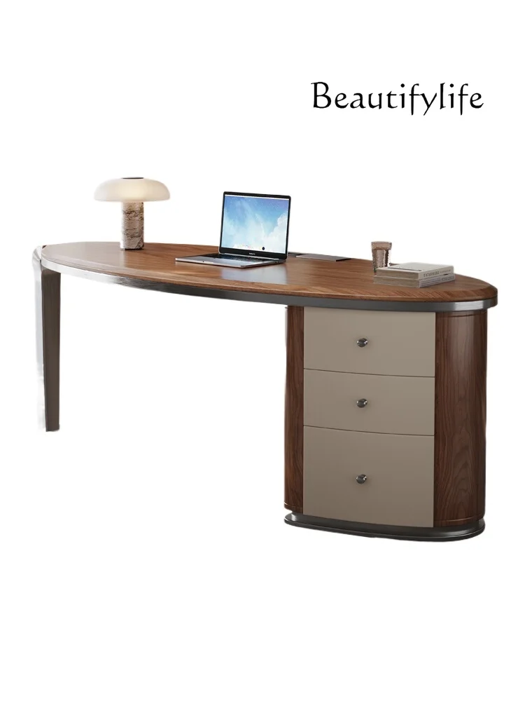 Italian minimalist solid wood desk light luxury home designer high-end office computer writing desk