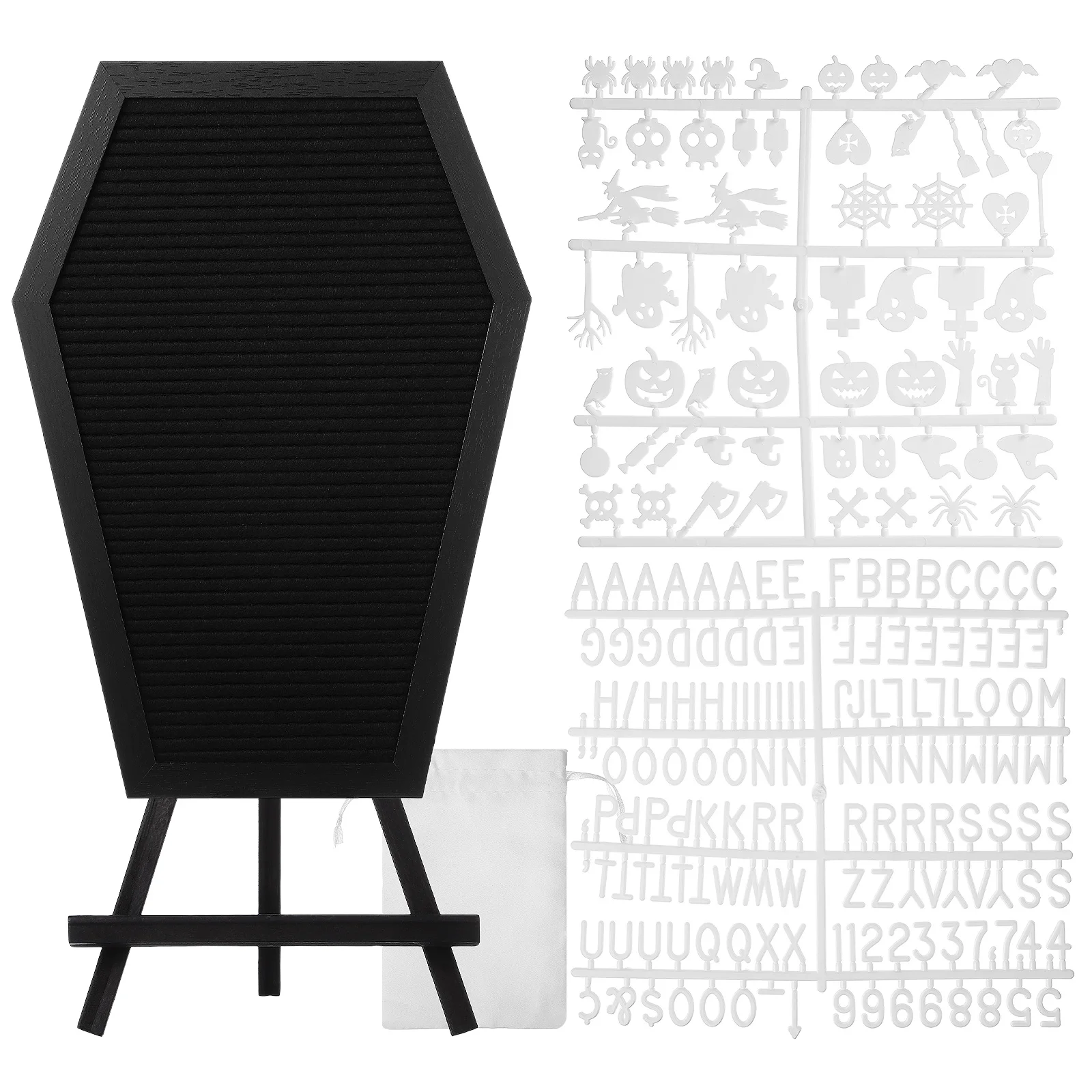 

1 set Coffin Shape Letter Board Wooden Frame Felt Message Sign For Home Office Party Decor Coffin Decor Letter Board Sign