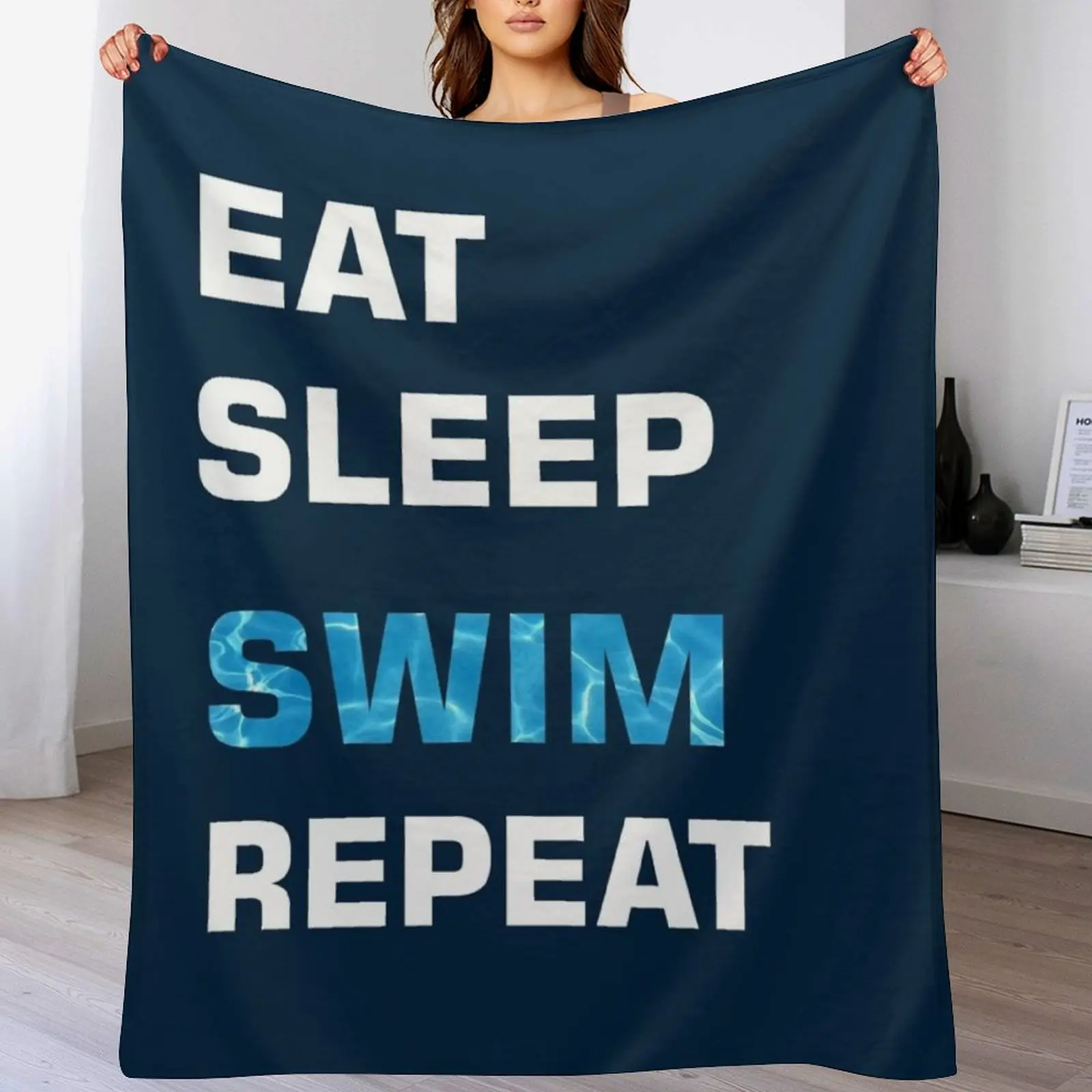 

EAT SLEEP SWIM REPEAT Throw Blanket Sofa Quilt Luxury Flannel Blankets