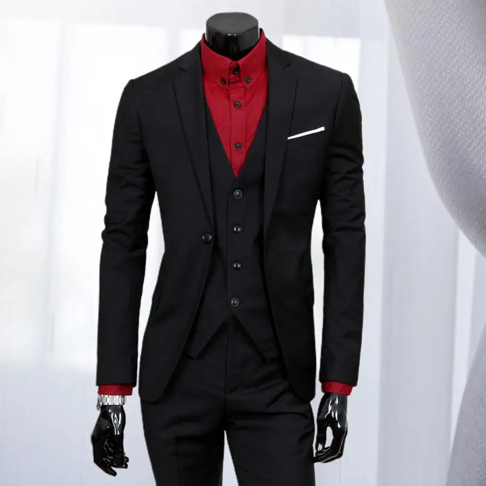 Wedding Suit Set Wear-resistant Pure Color Soft Fabric Single Button Suit Separates Suit Separates Single-breasted Vest