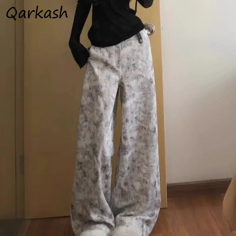 

Jeans Women Oversized Loose American Retro Tie Dye Printed Casual Wide Leg High Waist Floor-length Aesthetic Chic New Trousers