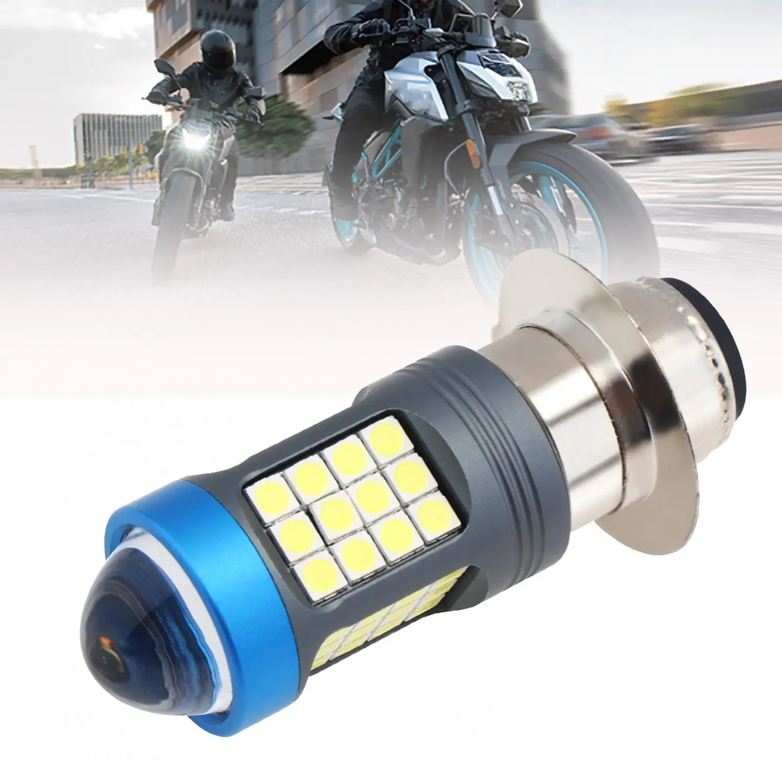 Lampu depan sepeda motor H4 Hi/Lo Beam 360 ° 1200LM, lampu depan sepeda motor CIP 12-80v 3030 Super terang dengan lensa