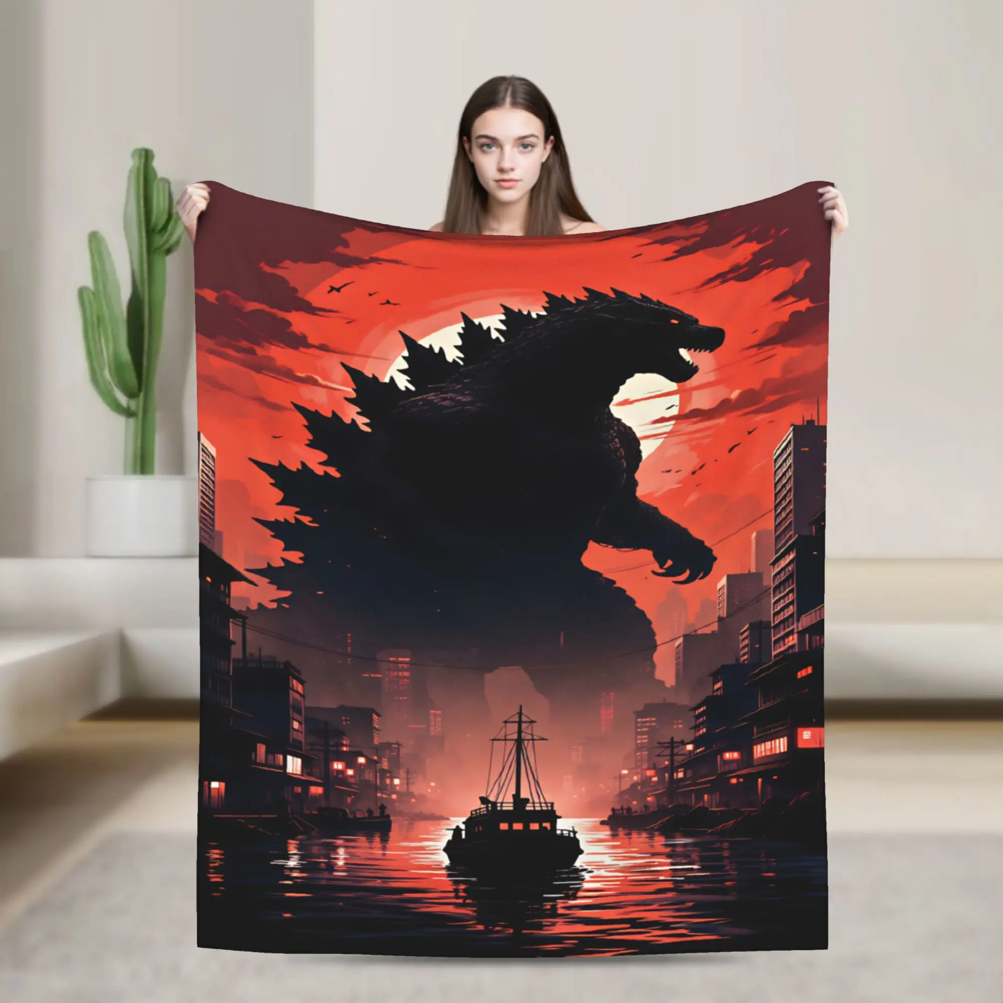 G-Godzillas  Flannel Blanket  Soft Warm Throw Blanket for Couch Bed Camping Pattern Bedspread Sofa Bed Cover