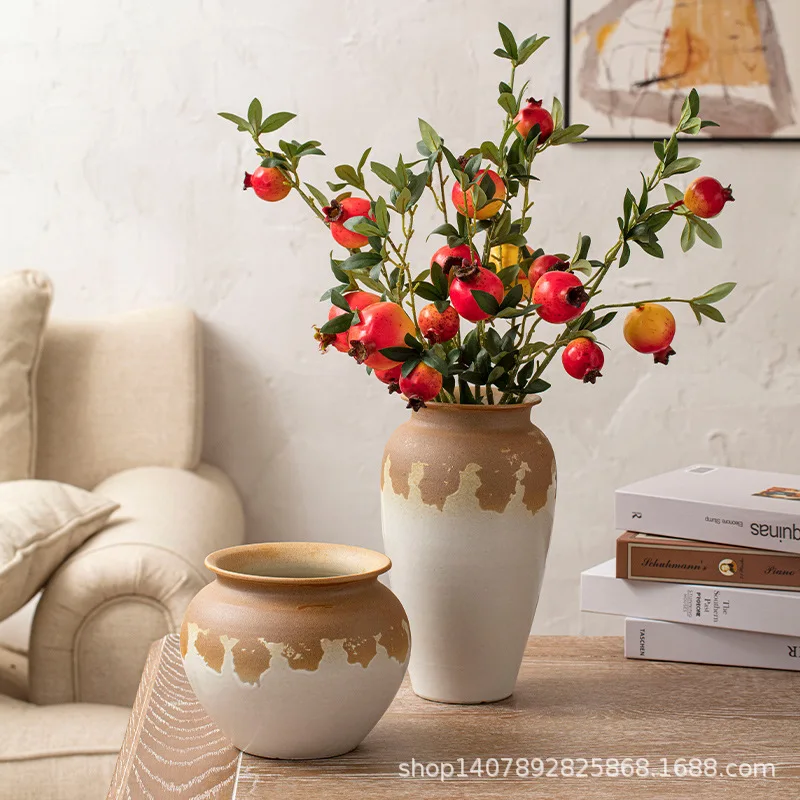 Van Gogh Sunflower Japanese Coarse Pottery Dried Flower Ornament Vase Insert Water Cultivator Handmade Ceramic Vase Flower Pot