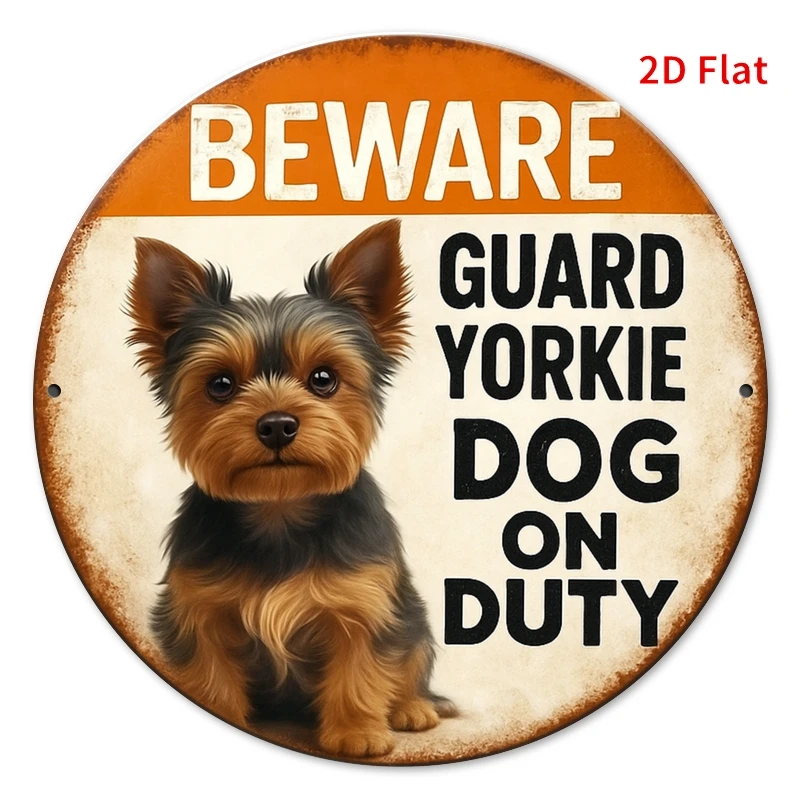 1pc sinal de aviso de cão yorkshire terrier-guarda yorkie on duty-olhar de metal vintage-como-7,87x7,87 Polegada (20x20cm)-durável ind
