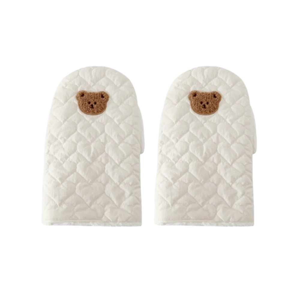 

Утолщенные перчатки с ручкой для коляски, флисовые мягкие перчатки для коляски, защита для рук, теплые перчатки для детской коляски с рисунком медведя