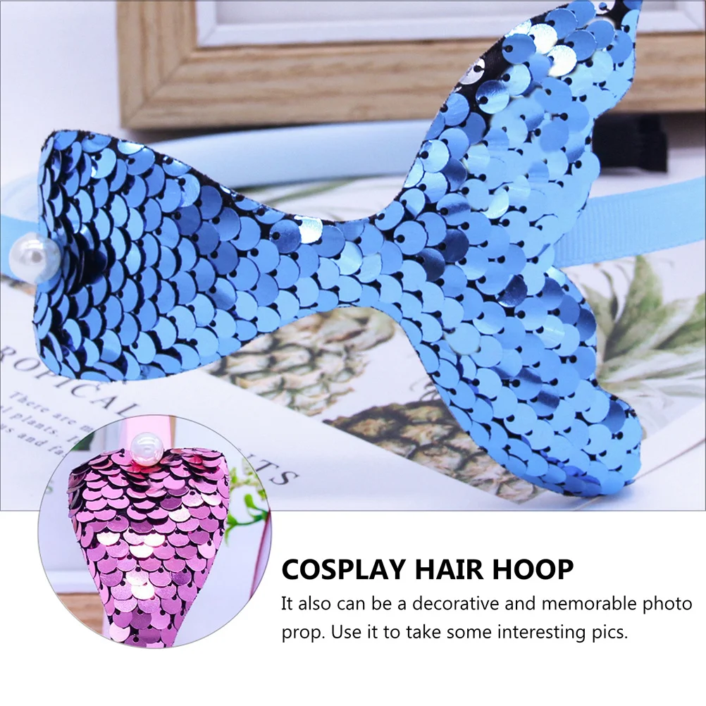 

6pcs Mermaid Tail Hair Hoop Cosplay Headband Durable Party Headdress Stage Performance Cartoon Hairband