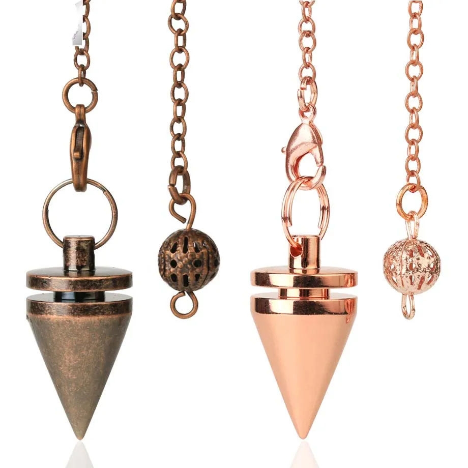 Copper Metal Bullet Cone Pendulums For Dowsing Divination Energy Meditation Scrying Witchcraft Pendulums Tool Spiritual Pendulos