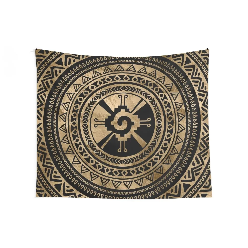 Hunab Ku Mayan symbol black and gold Tapestry Cute Decor Christmas Decoration Aesthetic Decoration Tapestry