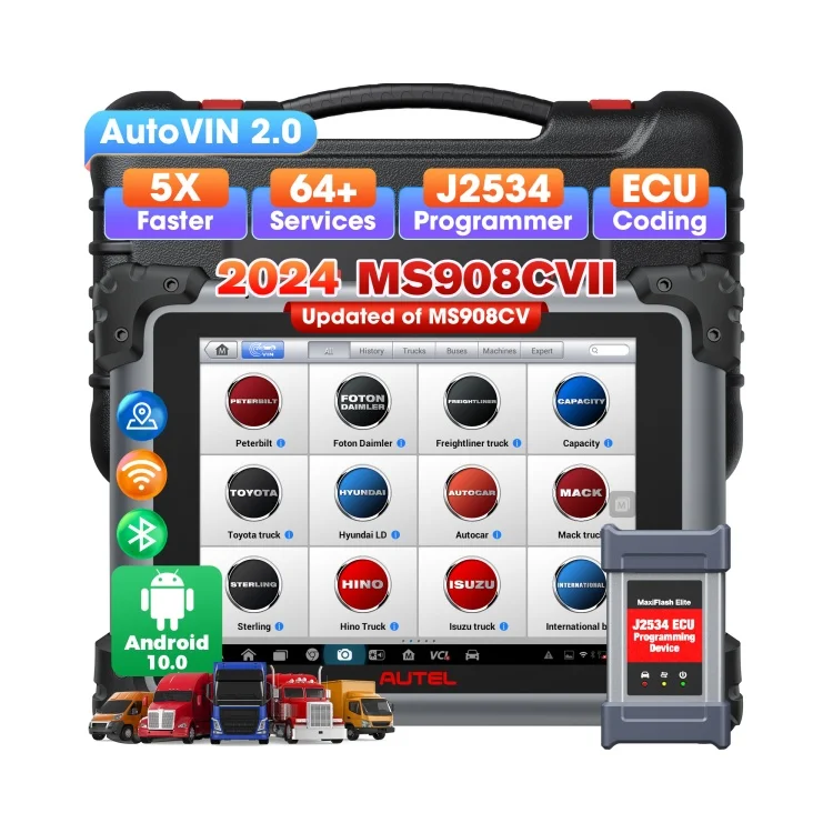 Autel MaxiSys MS908CV II Обновление сканера грузовика MS908CV такой же, как MS909CV 3000+ Тест 64 Обслуживание автоматического сканирования 2,0