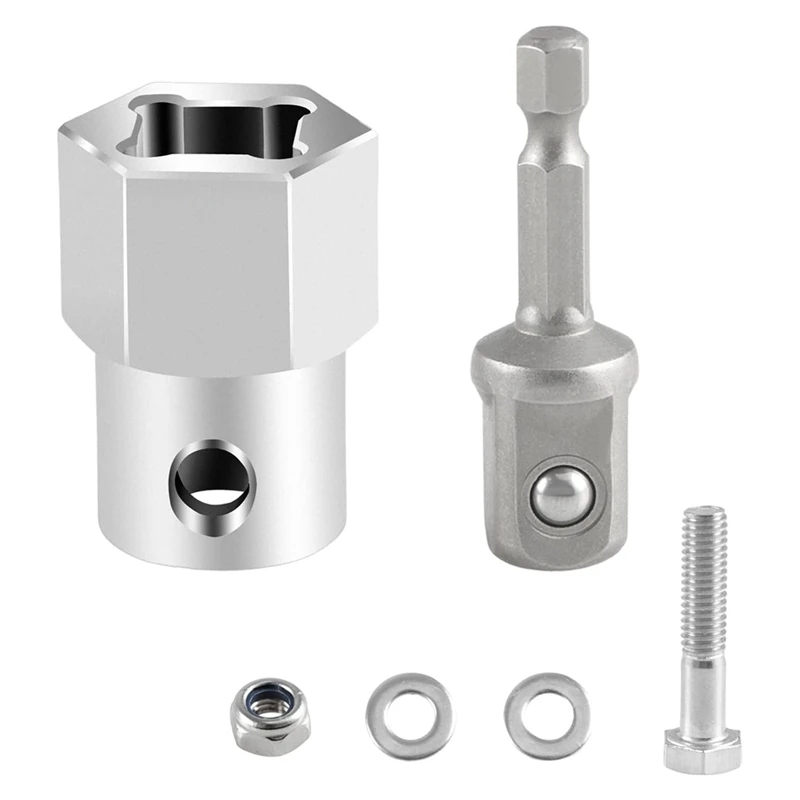 Stainless Steel Top Wind Trailer Jack Crank Handle Cordless Drill Adapter With A 1/2 Inch Socket Adapter Bit