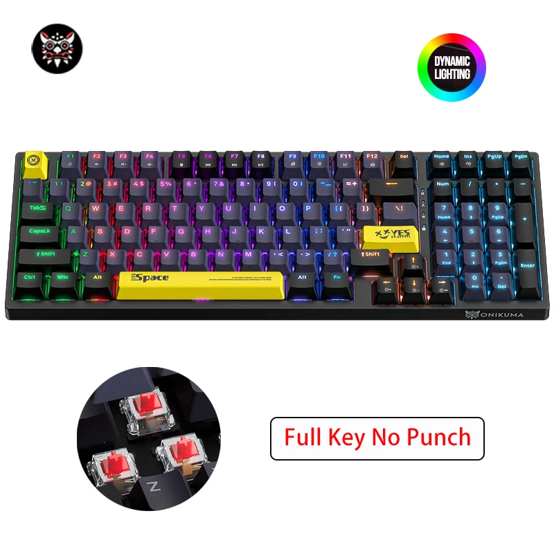 Onikuma لوحة المفاتيح الميكانيكية السلكية مريح Rgb الخلفية الشاي محور 98 مفتاح مكتب لعبة لوحة المفاتيح لأجهزة الكمبيوتر المكتبية الكمبيوتر المحمول