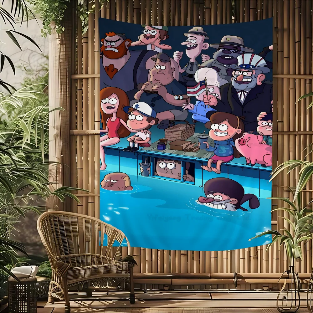 Classic G-Gravity F-Falls Movie Vintage Tapestry Art Printing Japanese Wall Tapestry Anime Wall Hanging Home Decor