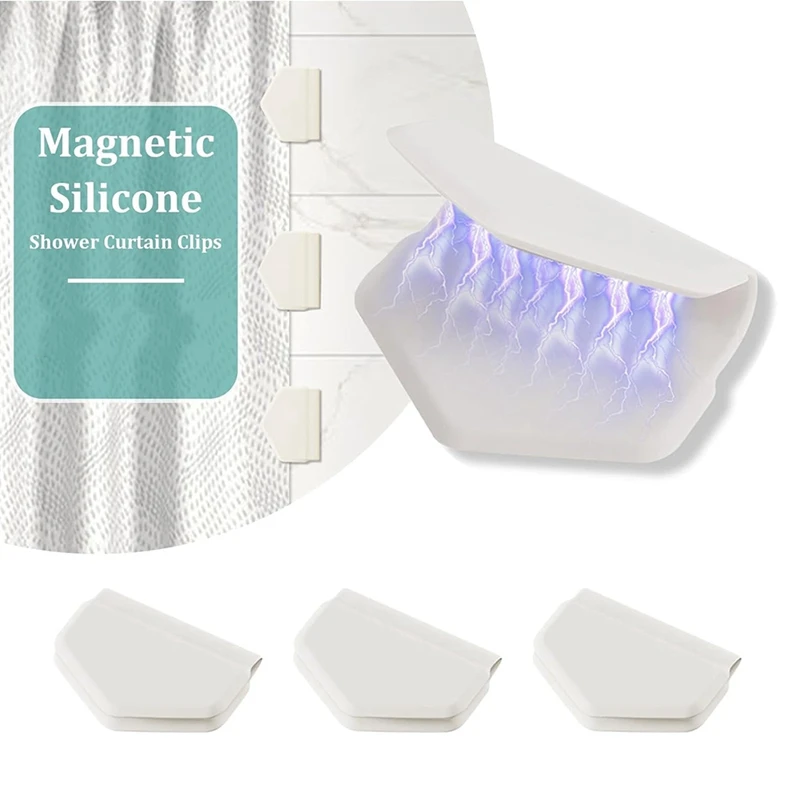 

4 шт. магнитных силиконовых зажимов для душевых шторок, самоклеящиеся водонепроницаемые защитные экраны без сверления, оптовая продажа