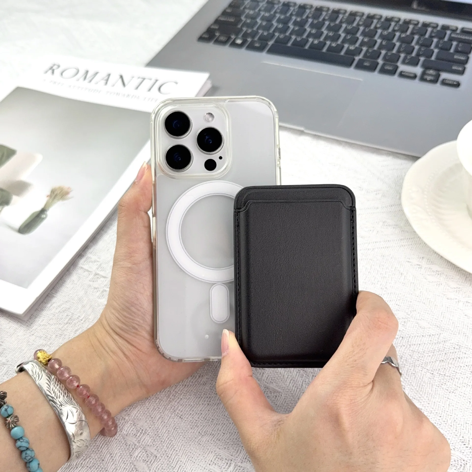 Funda de cuero tipo billetera con tarjetero para apple IPhone 13, 14, 15, 16, 17 Pro Max, magnética fuerte para Magsafe, fundas con bolsillo trasero tipo billetera