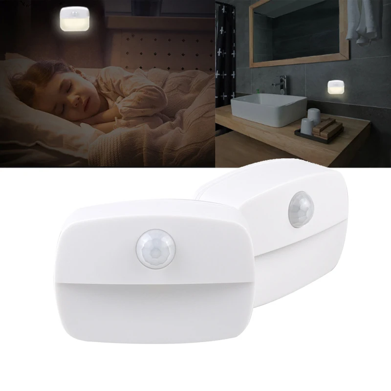 Lampu malam LED nirkabel, pencahayaan Sensor cahaya malam Mini untuk kamar anak-anak kamar tidur tangga dapur, lampu dekorasi