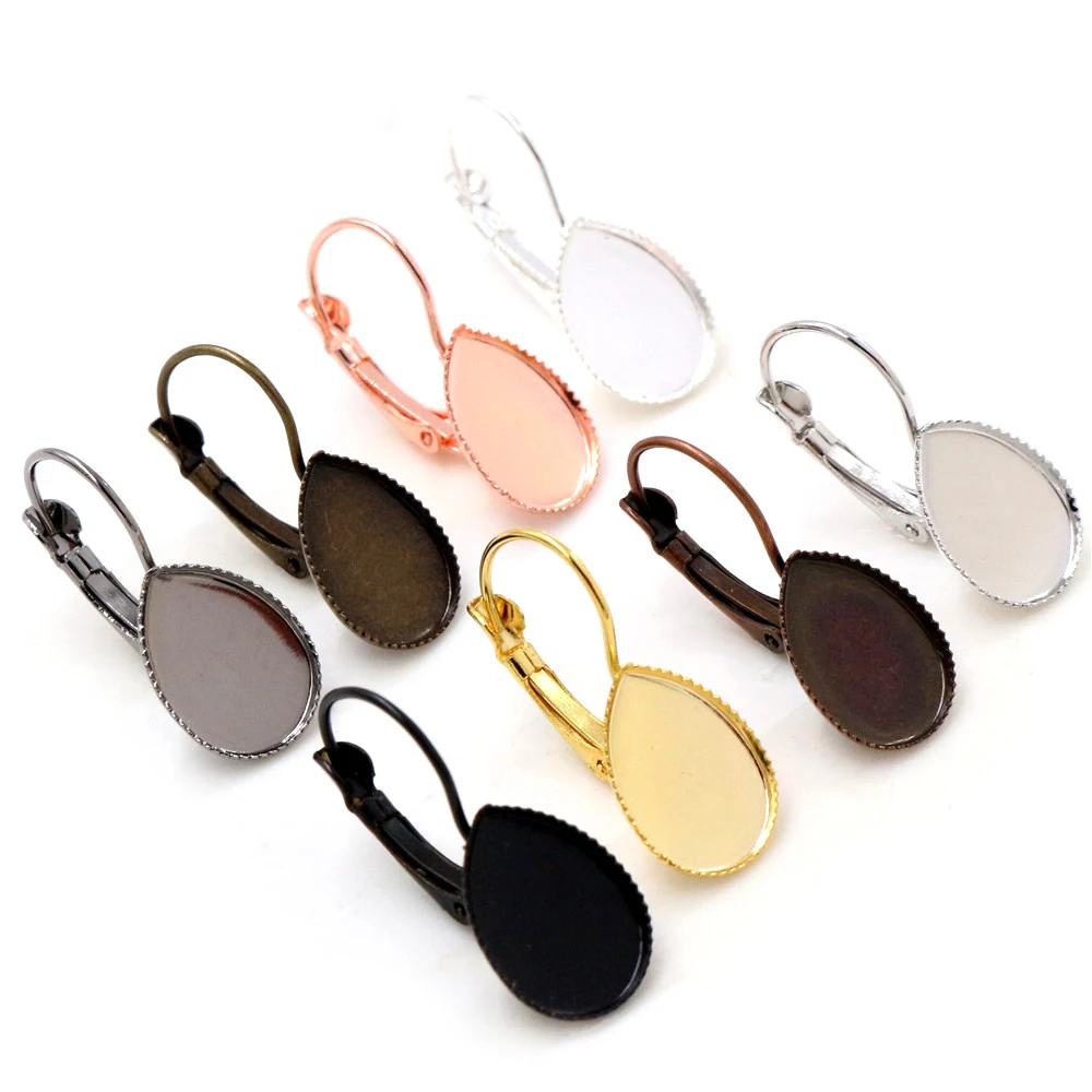 10*14mm 10pcs/lots 8 Colors plated Drop Style French Lever Back Earrings Blank/Base,Fit 10*14mm Drop glass cabochons