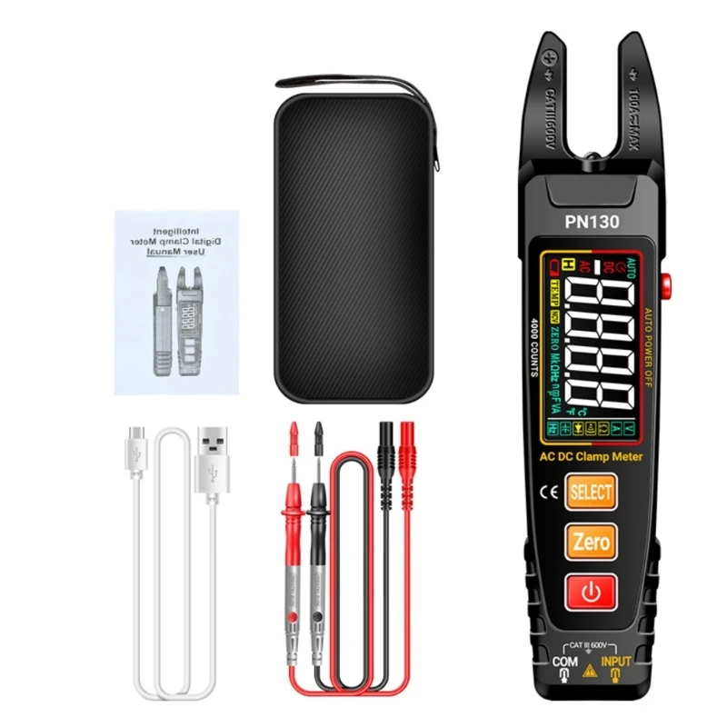 4000 Counts Digital Clamp Meter Multimeter 100A Current Voltages Tester Frequency Capacitance NCV Ohm Diodes Tester