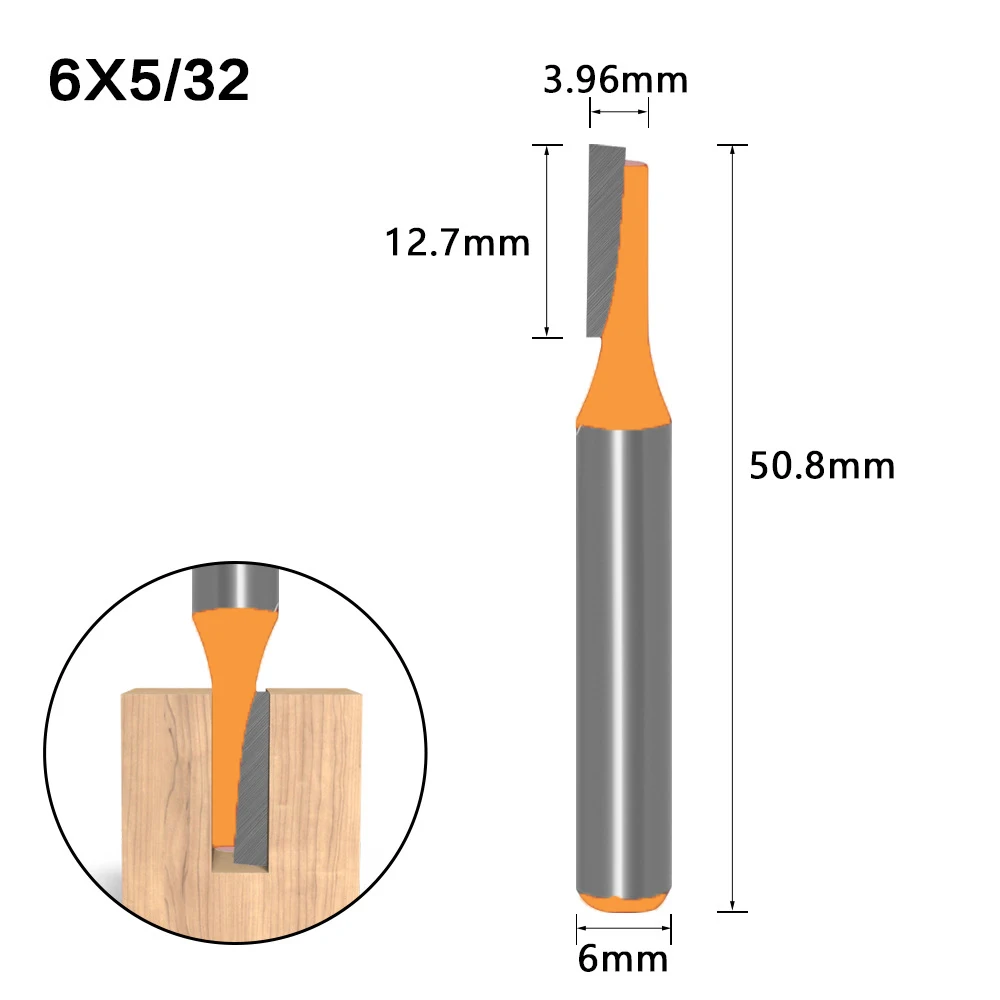 1PC 6MM Shank Milling Cutter Wood Carving Straight Bit Tungsten Carbide Single Double Flute Router Bit Wood Milling Cutter Wood