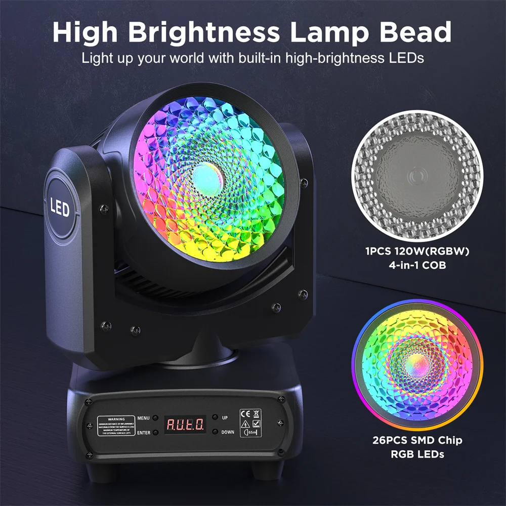 Imagem -04 - Rgbw Halo Strip Moving Head Light 200w Rgbw Alto Brilho 26 Pcs Rgb Luz Auxiliar Dmx 512 23ch Som para Festa Disco de Casamento