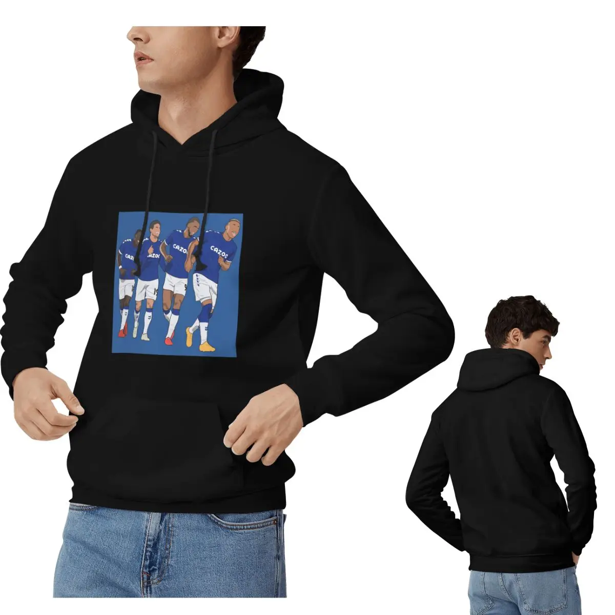 Everton Goal Celebration Richarlison Calvert Lewin Rodriguez Nkounkou هوديس البلوز البلوز كم طويل ملابس الشارع الشهير الشتاء