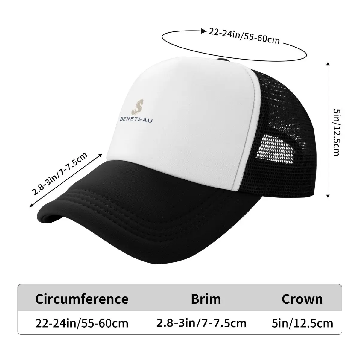 Beneteau Yachts Logo Fishing Cap Casual Mesh Baseball Caps Adjustable Hat Hip Hop Summer Unisex Baseball Hats Polychromatic