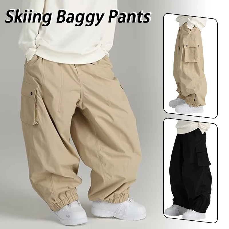 2025 NEW Baggy Pants Men's Wide Leg Casual High Street Pocket Overalls Spring And Autumn Outdoor Ski Windproof Harem Trousers