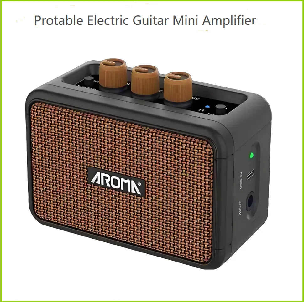 

Мини-усилитель для электрогитары Aroma, перезаряжаемый, с Bluetooth, чистым овердрайвом, разъемом для наушников, портативный ретро-усилитель