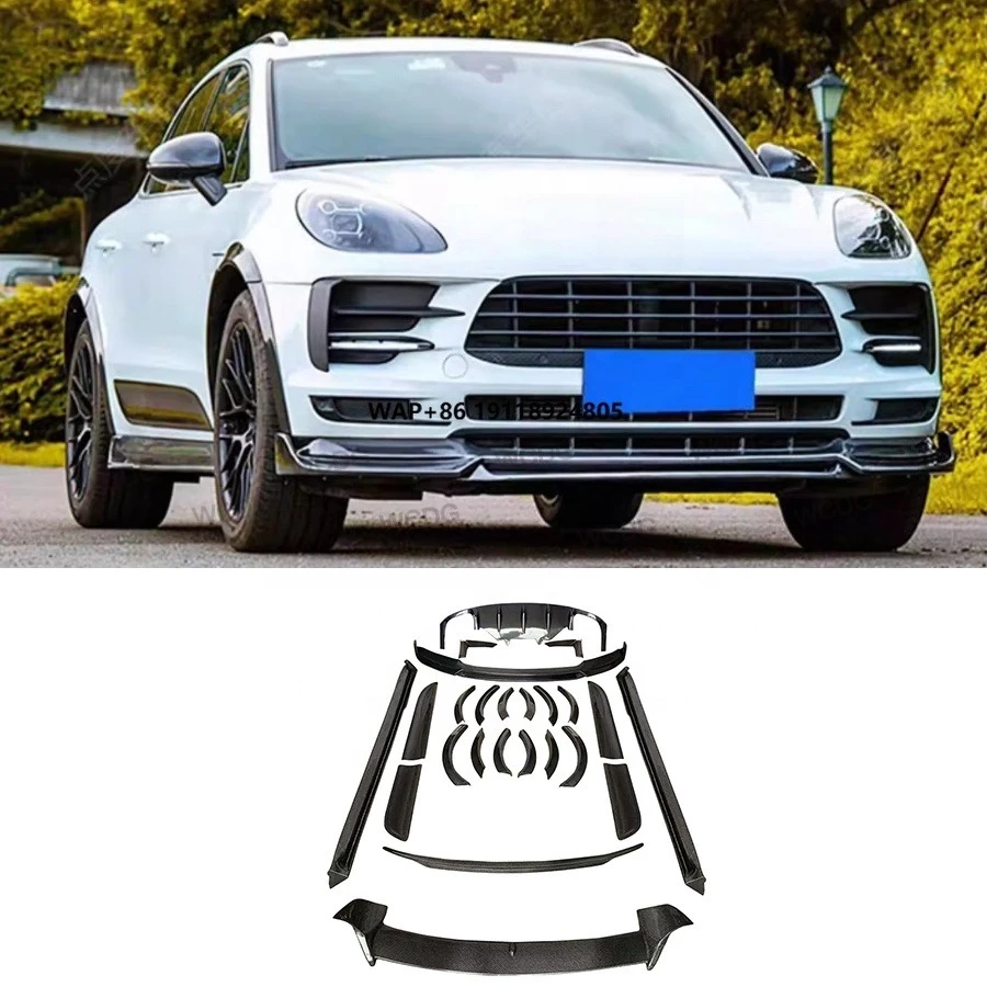 

Carbon Fiber Bodykit for Macan 2018-2021 Front Bumper Lip Side Skirt Rear Diffuser Spoiler Car Side Door Trim Body Kit