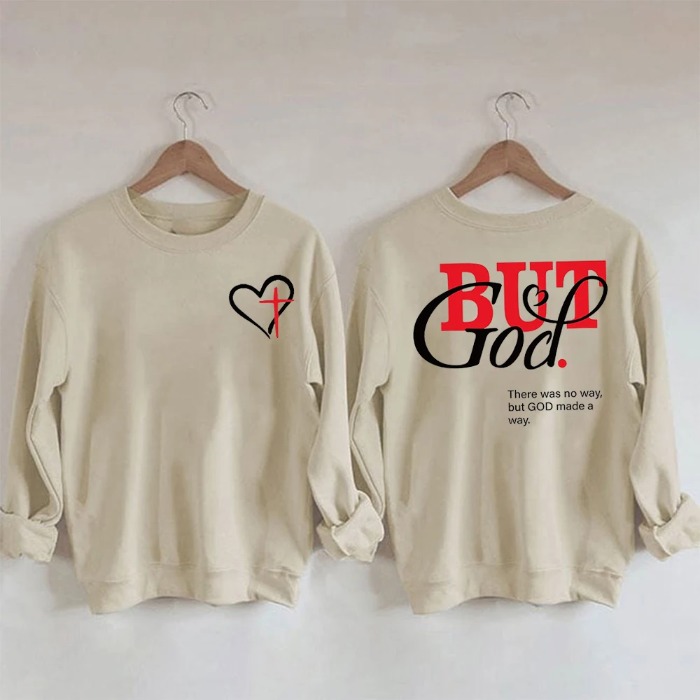 

Rheaclots Women's But God That No Way,But God Made A Way Printed Women's Cotton Female Cute Long Sleeves Sweatshirt