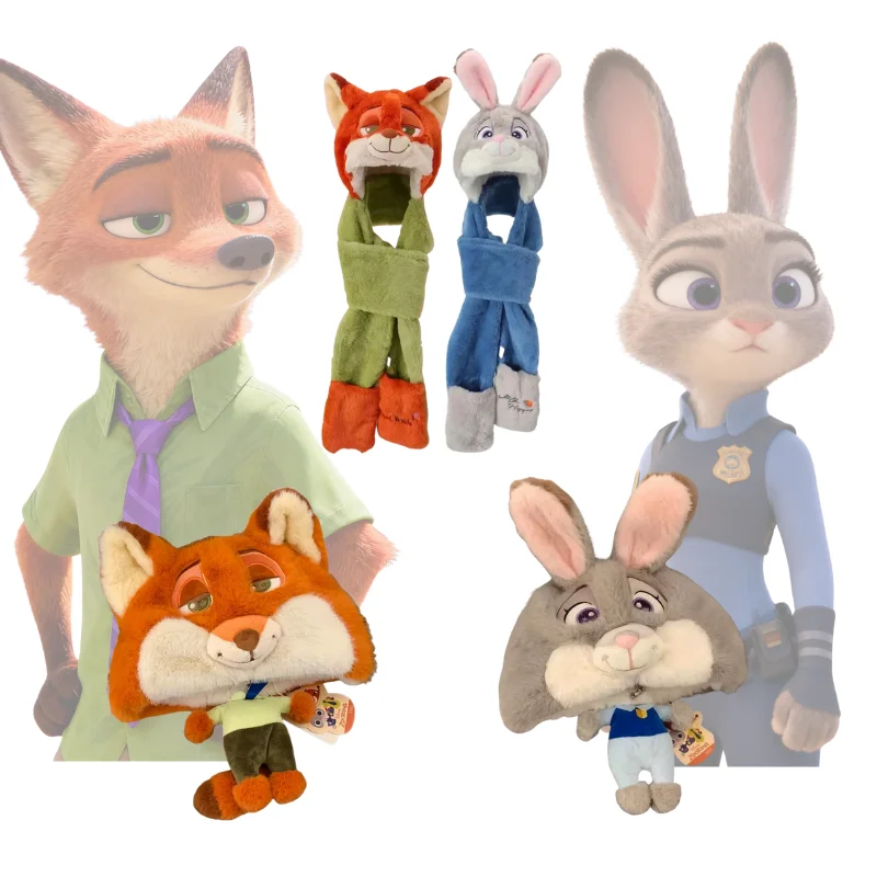 قبعة شتوية من القطيفة من Disney Zootopia بتصميم مريح على شكل حيوانات للبالغين والأطفال (Judy، Nick)
