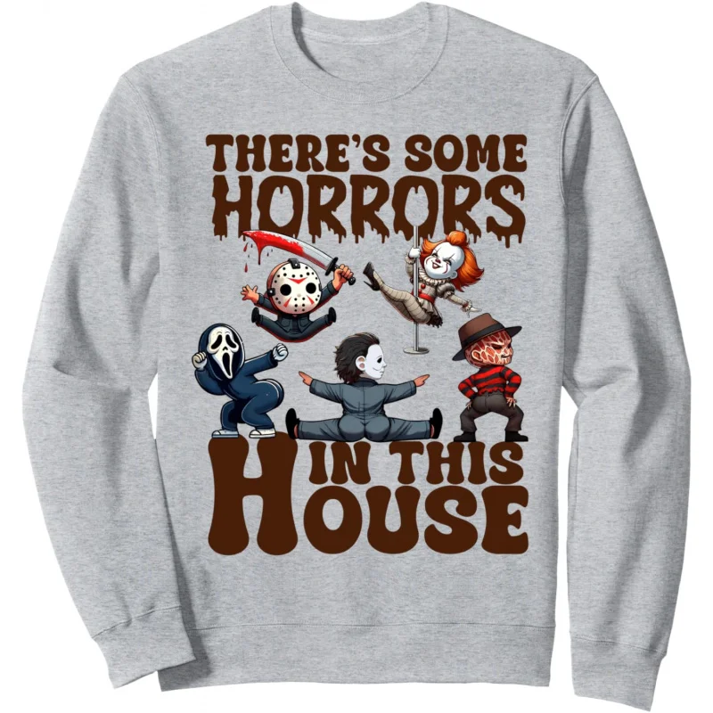 

There are some Horrors in this House Funny Horror Characters Sweatshirt, suitable for both men and women in loose plus size