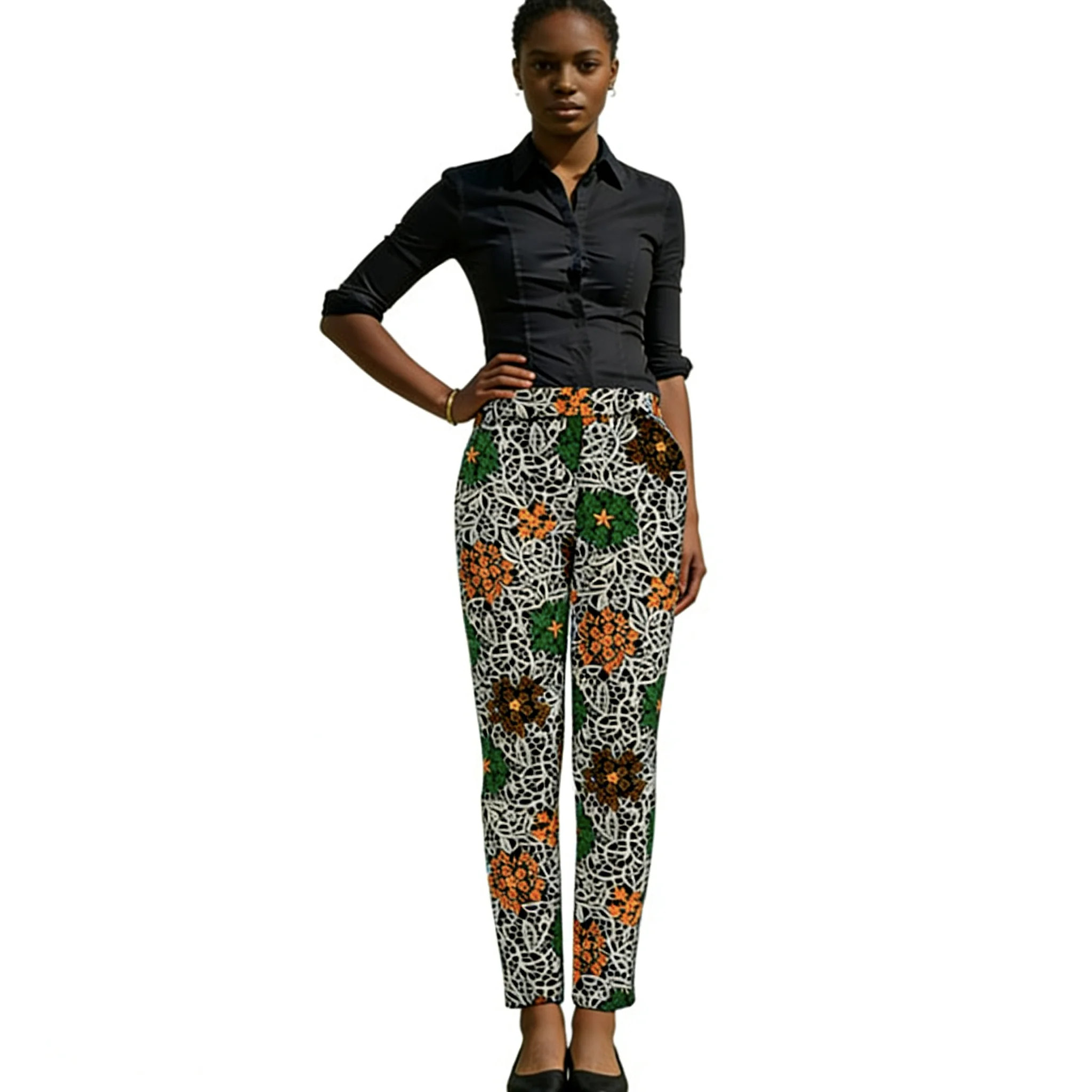 

African Couture Women's Women's Straight-fit Trousers Original Design Ankara Outfit Tailored Vintage Dashiki Print Pants