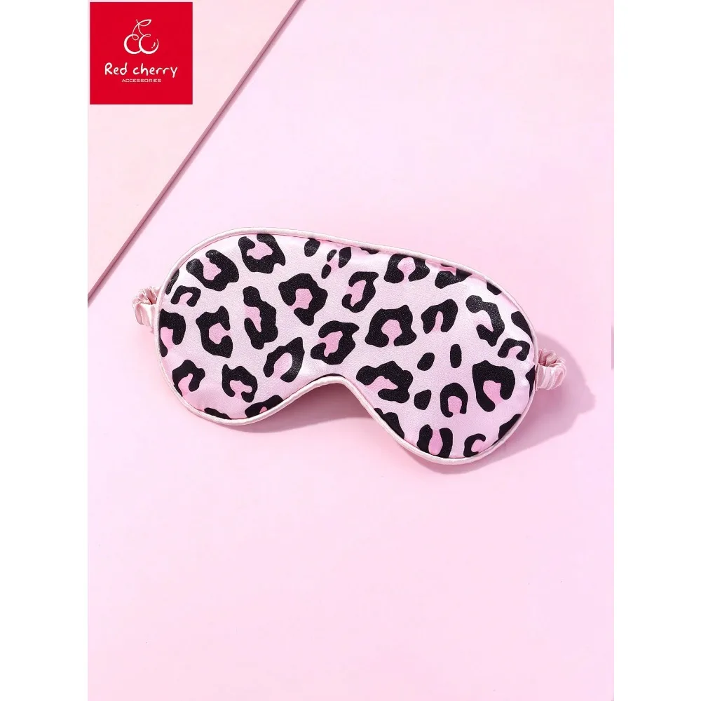 1 máscara para los ojos para dormir con estampado de leopardo de satén rosa, sedosa, suave y cómoda, una buena ayuda para dormir