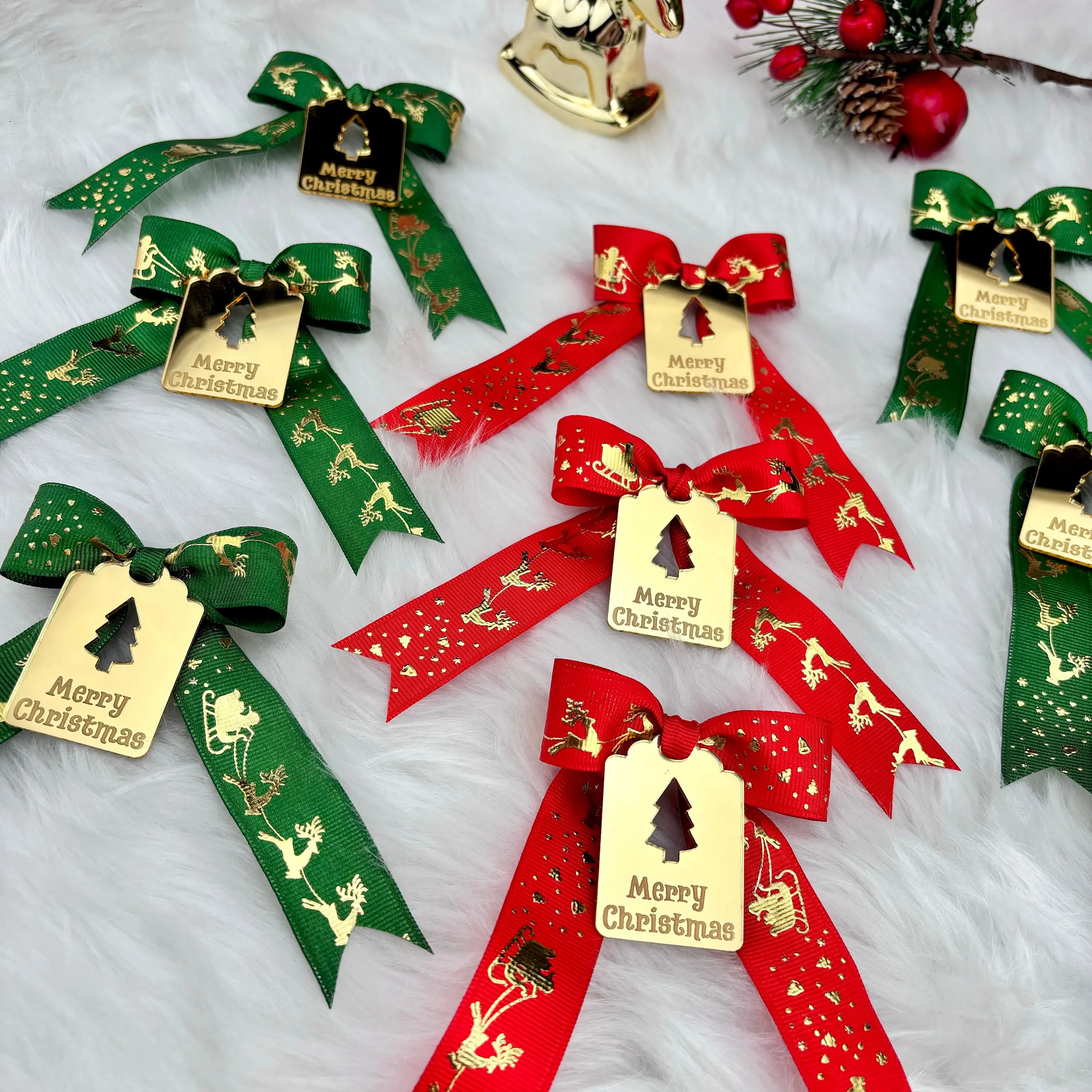 Custom Mirror Acrylic Gold Tag, Christmas Ornament, Christmas Gift Tags, 30 Pcs, 50 Pcs, 100Pcs