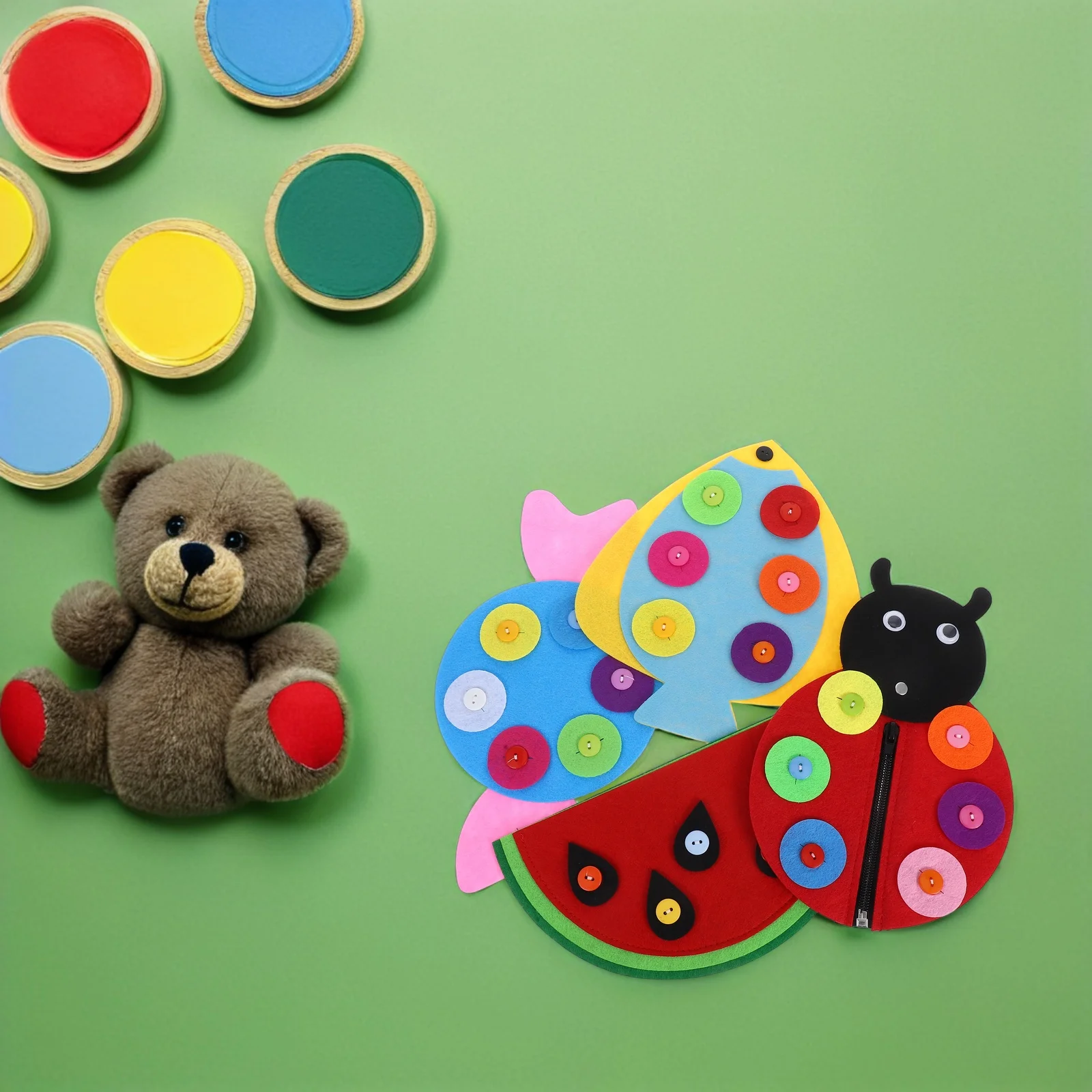 

4 Pcs Montessori Materials Soft Fabric Button Board Sensory Toys Toddlers Learning Kids Diy Preschool Activities Manual Skills