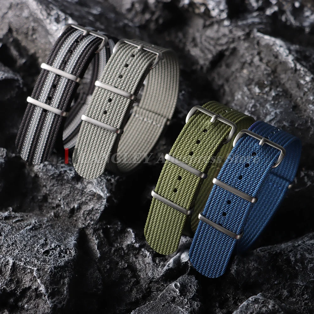19mm 18mm 20mm 22mm Nylon Watch Band Strap Black Green Military Casual Watchband for Seiko Army Sport Bracelet Replacement Belts
