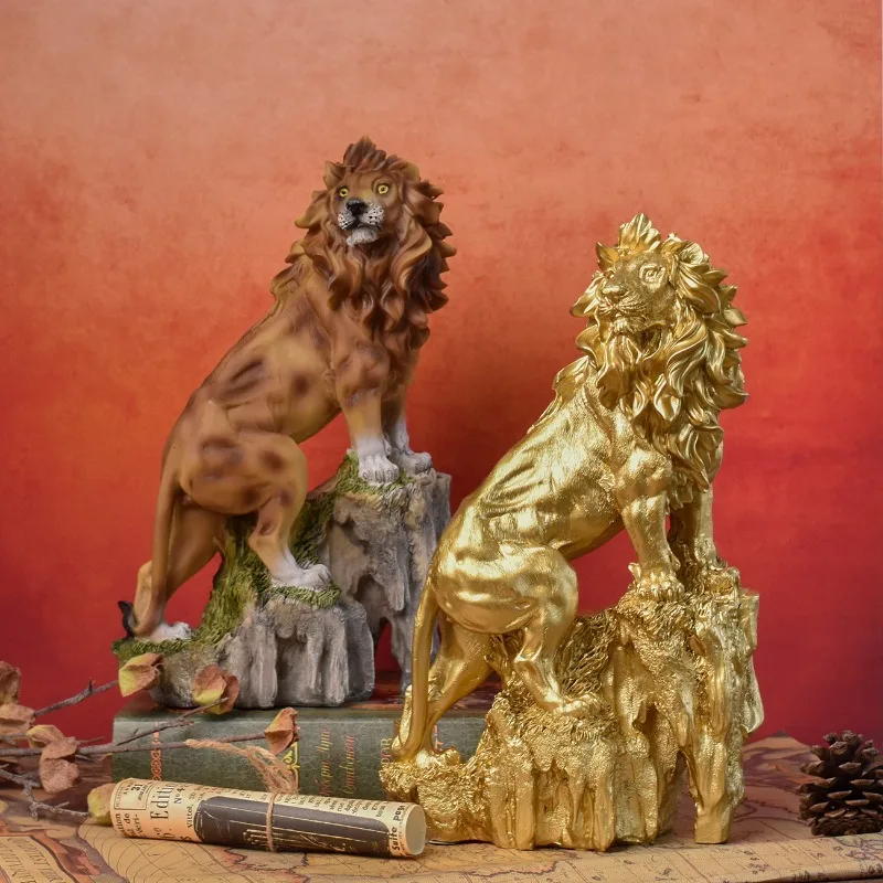 

​​​​​​​Majestic American Style Lion Resin Sculpture Office Entryway Living Room Home Decor Animal Statue Detailed Craftsmanship
