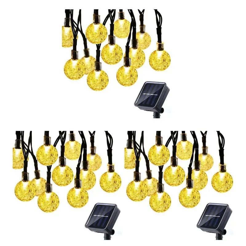 AT21-3X 8 Modes Solar Light Bulbs Crystal Ball 5M LED String Lights Fairy Lights Garlands For Christmas Party Outdoor
