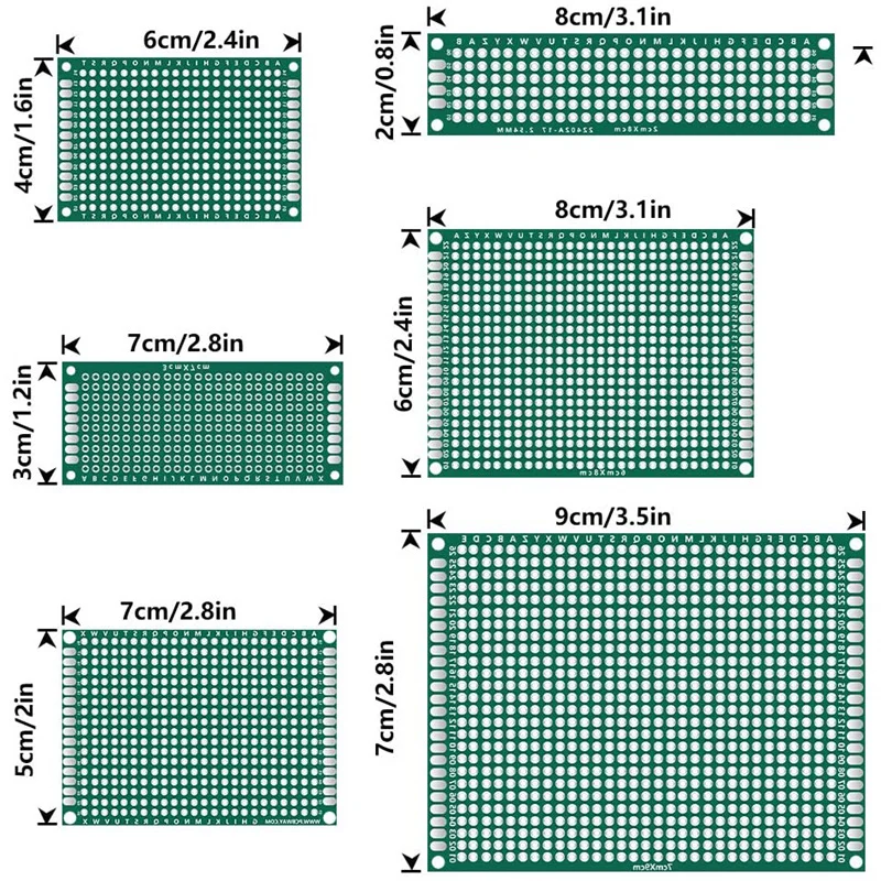 32 stücke PCB Prototyp Platine Protoboard Universal Stripboard Prototyping 2X8 3X7 4X6 5X7 6X8 7X9 Mixed Doppel Bord