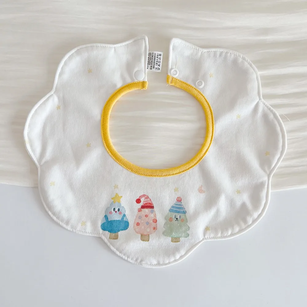 

Cartoon Anti-vomiting Bibs Cotton Yarn Rotatable Baby Drooling Bibs Round Neck Flower Shape Saliva Towel Neck Wear Accessories