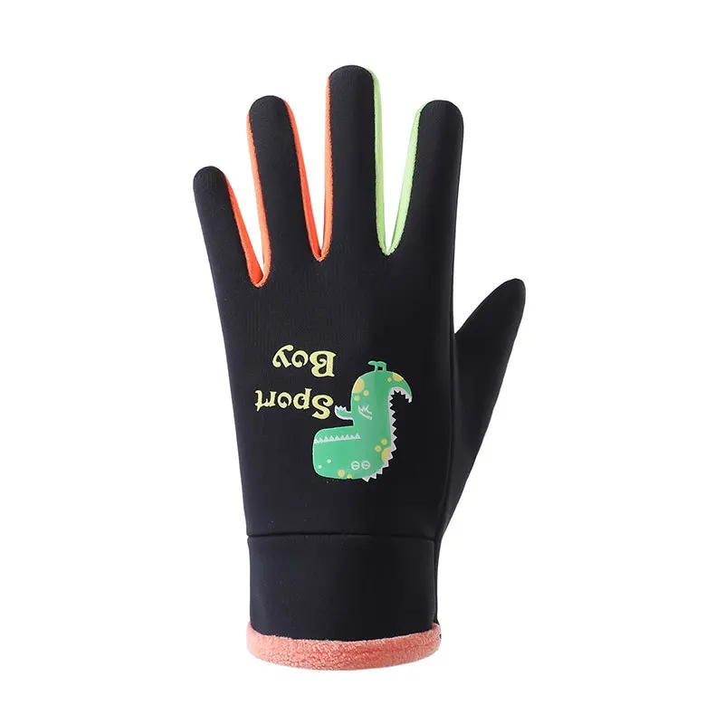 Children\'s Gloves Cartoon Fluorescence Outdoor Cycling Dinosaur Sports Warm Winter Ski Windproof Waterproof Gloves Boys Girls