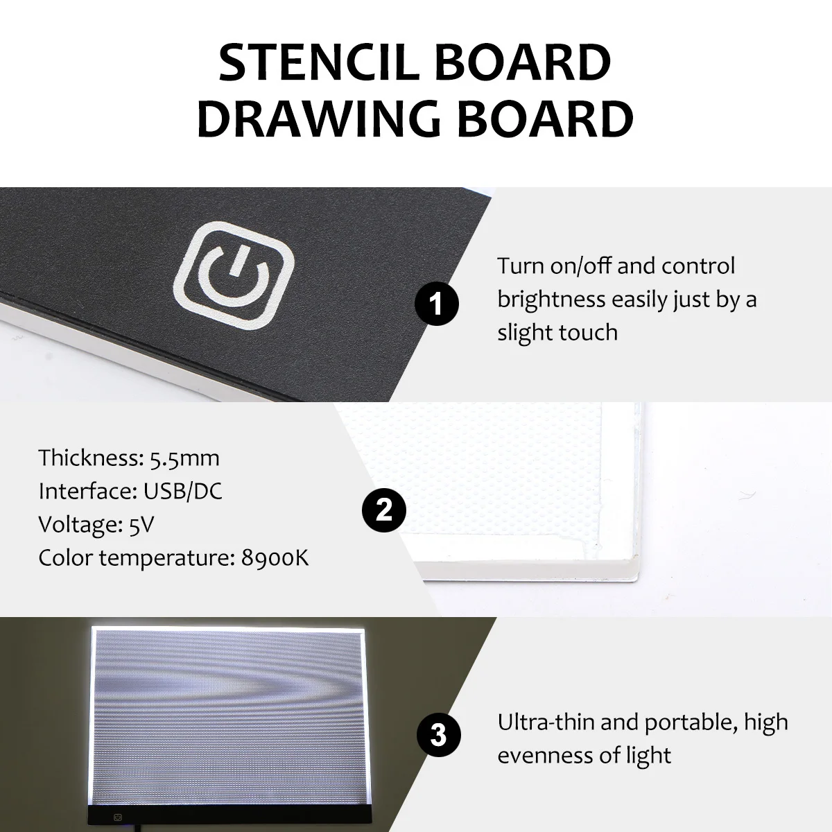

3Set A3 LED Light Tracing Box Eyesight-Protected Stencil Board Drawing Board for Calligraphy Scrapbooking Sewing Quilting Art