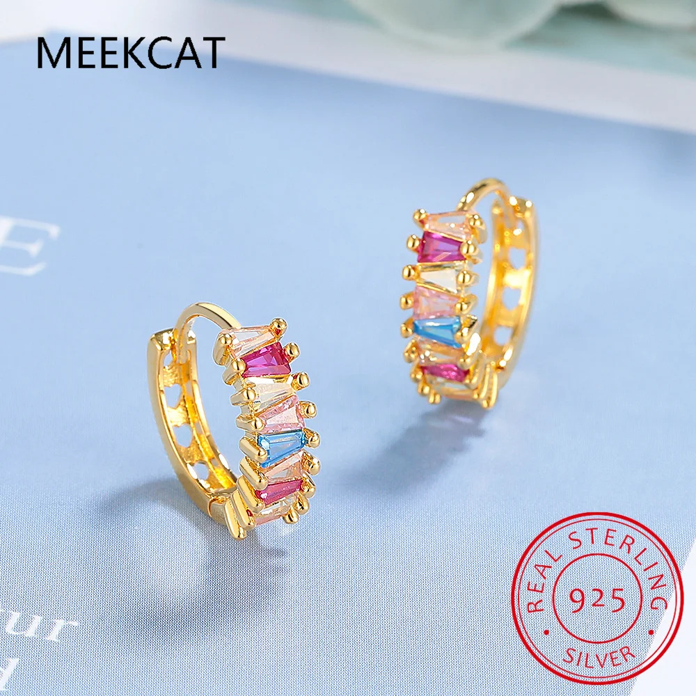 Natural Amethyst Citrine Peridot Blue Topaz Pink Sapphire 925 Sterling Silver Hoop Earring for Women Colorful Gemstone Jewelry - view 4