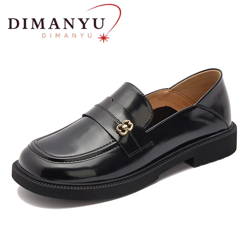 

DIMANYU Female Loafers Non-slip 2024 Spring New Genuine Leather Casual Women's Shoes British Style Soft Soled Women's Shoes